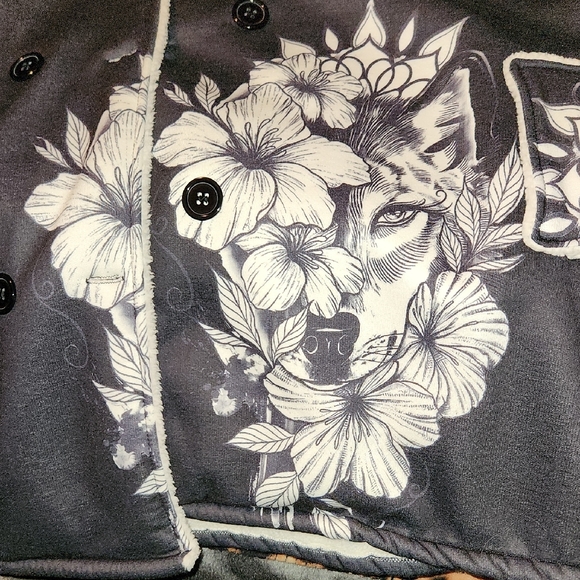 Women's Black Floral Jacket - Picture 2 of 4